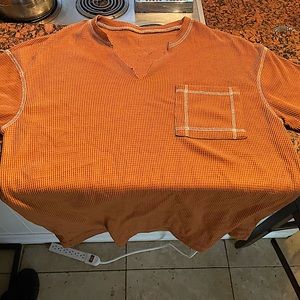 brown plain v cut shirt